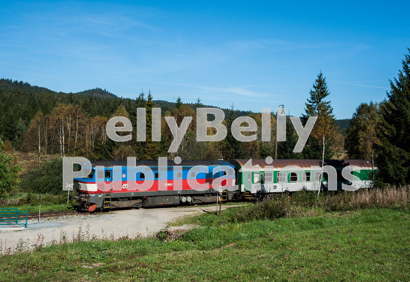 LPAP-EUR-CO-0016 
 Reversing it's train into the loop at Nove Udoli, is 749051, which has just worked in from Ceske Budejovice, 30th September 2011. 
 Keywords: Czech, Czechoslovakia, Passenger, Colour, 2011