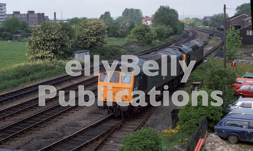 LPAP-DSL-CO-0050 
 25173 and 212 arrive at Aylesbury, 30th May 1984. 
 Keywords: BR, Eastern, LNER, Buckinghamshire, Aylesbury, Diesel, BR, Light, Colour, Class25, 25173, D7523, 25212, D7562, CW, TO, 1984