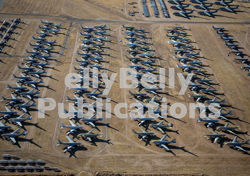 AU8A3002 
 Over 100 Boeing KC-135 tankers are seen at the 'Boneyard' along with a number of C-130s and C-5s on 9th December 2017. 
 Keywords: USA, Boneyard, AMARG, C-5, KC-135, C-130, 2017