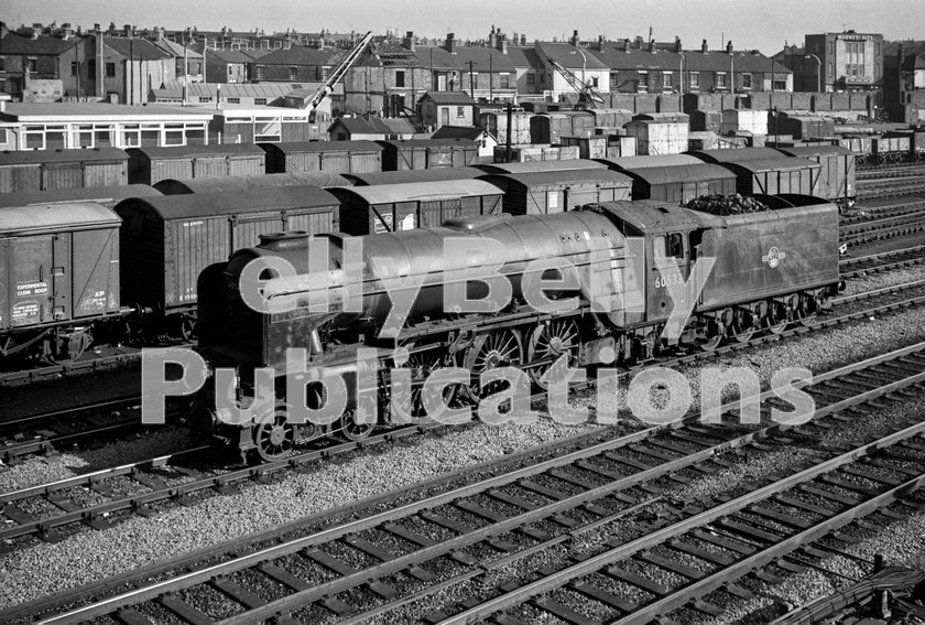 LPIS STM BW NEGS 0127 
 Peppercorn A2 60533 'Happy Knight' of Doncaster Shed (36A) heads towards the shed having worked from Kings Cross with 1N52 08:20 King's Cross - Filey on 8th September 1962.

Two weeks later the locomotive was transferred to New England shed form where it was withdrawn at the start of the 1963 timetable on 15th June. 
 Keywords: 'Happy Knight', 36A, 1962, 50533, A2, Black and White, BR, Doncaster, Eastern, Peppercorn, LNER, Passenger, Steam, Yorkshire