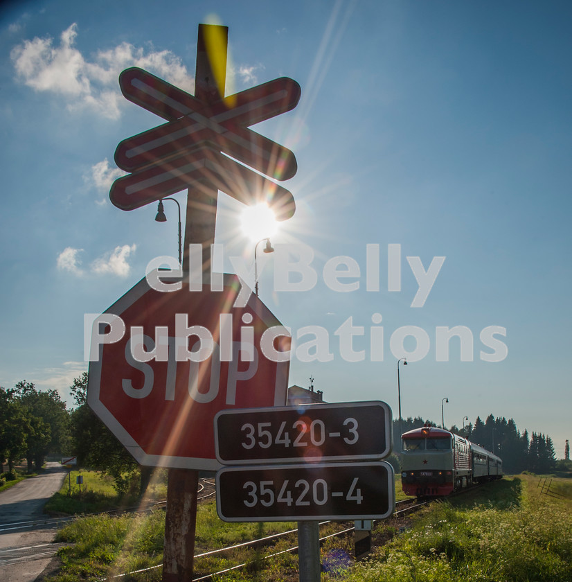 LPAP-EUR-CO-0027 
 Arriving at Veselicko, 751010 heads towards Tisnov, 7th July 2012. 
 Keywords: Czech, Czechoslovakia, Passenger, Colour, 2012