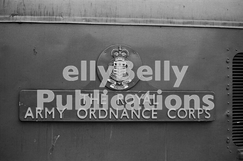 LPPC DSL BW 0958 
 Class 45 D61(later 45112) The Royal Army Ordnance Corps waits to depart London St Pancras with a train to the north. We are unsure whether the loco is still operational, but it is owned by Nemesis Rail where it was used as a super shunter. The locomotive was named at Derby Works on September 14th 1965.