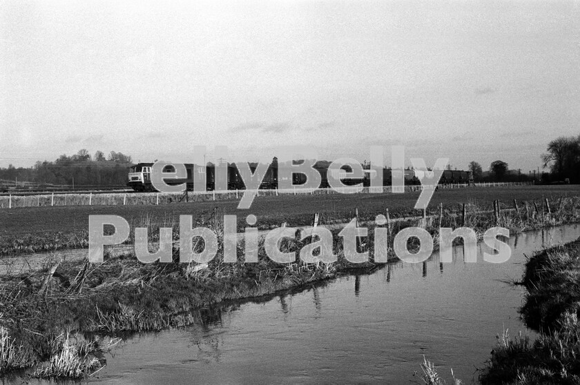 LPPC DSL BW 0793 
 A Hymek Class 35 D7022 runs along the water meadows near Theale station on a cold Saturday afternoon with a mixed freight containing a number of Bulk Grain wagons. By 1974, when this shot was taken, it was rare to see a freight train, other than one carrying stone, on the Berks and Hants line. This is a special, 8Z28 and the Grain wagons, which were not a common sight on BR by that time, add to the trains rarity. In the summer, this was a great location for watching water-birds and trains at the same time. 
 Keywords: BR, Western, Hymek, D7022, Freight, Theale