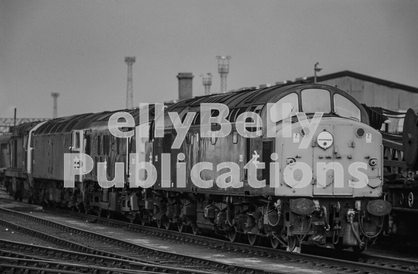 LPPC DSL CO 0105-Edit 
 A close-up of one of the queues from Page 62 reveals that a fifth class was present as an English Electric Type 2 Class 20 is bringing up the rear of this collection of named English Electric Type 4 Class 40 number 215 Aquitania, a Sulzer Type 2 Class 25 and Brush Type 4 Class 47. 
 Keywords: Digital, Rights Managed, Stock