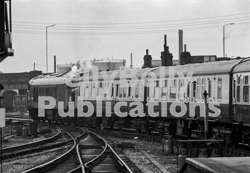 LPPC DSL BW 0341 
 In comparison to the scruffy Class 46 on the previous page this Peak Class 45 (possibly 45030) is immaculate as it strikes out to the south from Derby station with a fast North and West route, now called Cross-Country and run with inadequate rolling-stock, service to Bristol and the south-west identifiable by the inclusion of new Eastern Region based Mark 2 rolling stock in the train consist.