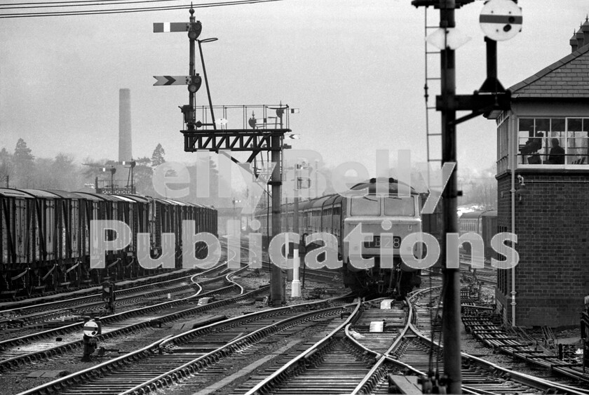 LPPC DSL BW 0619 
 As suggested previously, if it wasnt for the Hymek Class 35 in rail-blue it would be difficult to tell that this shot wasnt taken in the steam era. The train is a Saturday working, the 10.05am 1B28 from London to Worcester, arriving at Worcester Shrub Hill in 1972. The yard pilot Class 08 on the right is probably locked up and stabled ready for Monday mornings restart. 
 Keywords: BR, Western, Class 35, Hymek, Worcester Shrub Hill, 1972, 1B28, Passenger