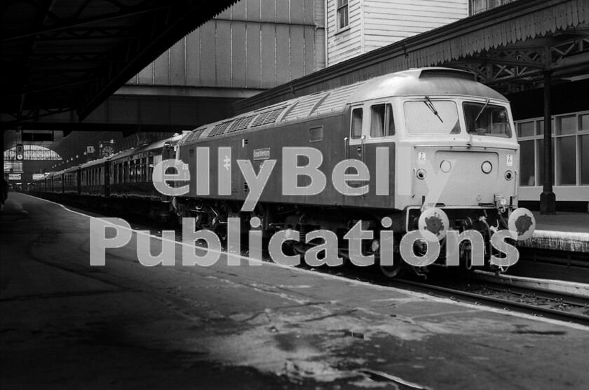 LPPC DSL BW 0683 
 Brush Type 4 Class 47 47500 Great Western has charge of the Venice Simplon Orient Express Pullmans making up a special service to the March Cheltenham Gold Cup horse races, some time in the 1980s. The locomotive when built was given the number D1943, but on reception of its Total Operations Processing System (TOPS) identity it also received the nameplate and company crest in February 1979, eventually becoming the regions pet, being painted GWR green and even having brass cabside number plates attached. 
 Keywords: BR, Western, Pullman, Passenger, 47500, 'Great Western', Special, Paddington