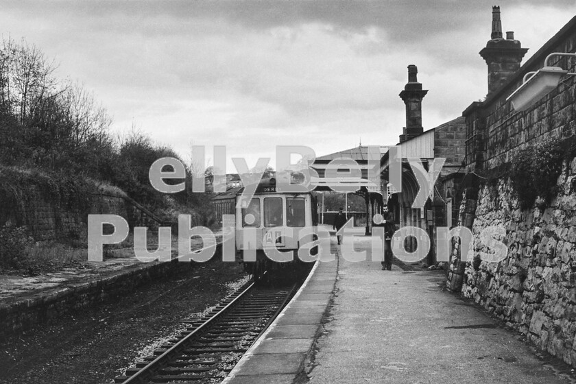 LPPC DSL BW 0339 
 As can be seen, there was clearly a second track through this station at one time. In fact, it is difficult to believe and not helped by the drearily dull day, that this was a station on the main route from London St Pancras to Manchester and anything from Midland Compounds through Royal Scots to Peak diesels would have thundered through on that lifted track. The station is Matlock, which was closed for some time before local campaigners forced BRs hand into reopening just this section, from what was the famous triangular junction station at Ambergate on the Midlands Sheffield line. By this time all the stopping points had been reduced to unstaffed halts.