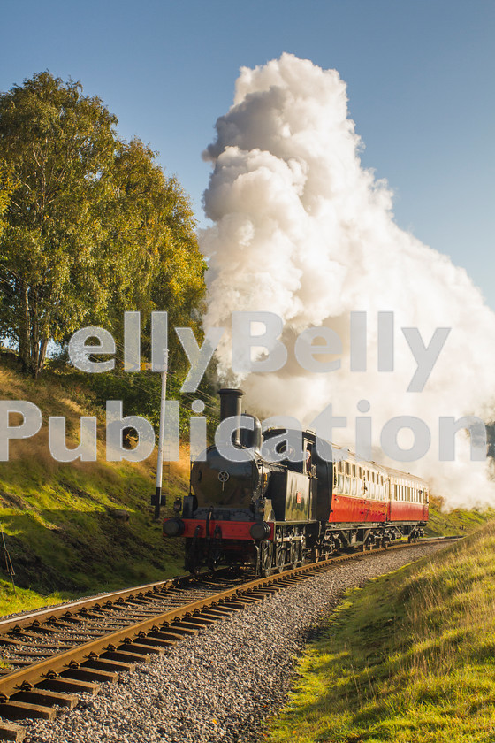 LPISD-STM-CO-0003 
 LNWR Webb Coal tank 1054 approaches Oakworth station with the 09:30 Keighley-Oxenhope passenger train on October 10th 2014This was the first day of the Autumn Steam Gala. 
 Keywords: Preserved, Eastern, LNER, Yorkshire, Oakworth, Steam, Webb, Passenger, Colour, LNWR Coal Tank, 1054, KWVR, 2014