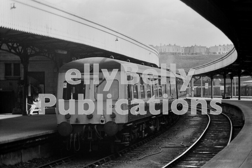 LPPC DSL BW 0623 
 The Swindon-built Cross Country Class 120 DMUs were designed with distinctive two-window front-ends that, whether deliberate or not, incorporated a retro, GWR railcar look. This (Set 530 - 51578, 59580, 51587) one is waiting time at Bristol Temple Meads before heading south to Weston-super-Mare on a Saturday afternoon. In the right background, parcels GUVs and CCTs are waiting in the part of the station that was given the fictional title of Mallingford at the end of the 1953 comedy film Titfield Thunderbolt, starring John Gregson and Stanley Holloway, after the train had won its race with the motor-coach. 
 Keywords: BR, Western, Bristol Temple Meads, Passenger, Class 120, 530, DMU