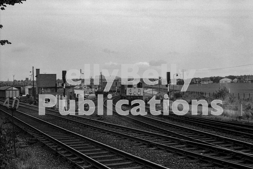 LPPC DSL BW 0555 
 Pairs of English Electric Type 1 Class 20s in multiple were popular choices both in the Midlands for colliery coal hauls but also in Scotland, especially in steelmaking areas. Here a couple are about to pull away and are waiting for the signal to clear once the Inter City Swindon-built diesel unit, in which the photographer is riding, proceeds on its way to Glasgow Central having started its journey in Stranraer. 
 Keywords: Digital, Rights Managed, Stock