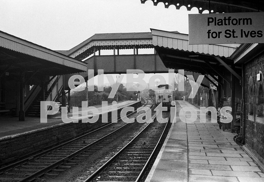 LPPC DSL BW 0905 
 A shunt move is being undertaken at St Erth and a brake van has been left on the up main line behind the Class 50, which is probably moving towards the up yard adjacent to the St Ives branch platform. It is early on a Saturday morning and from the total lack of custom on the platforms it is a timetabled move between passenger trains. 
 Keywords: BR, Western, Class 50, St Erth, Freight