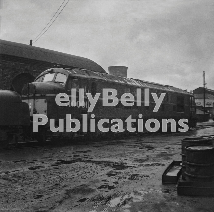 LPPC DSL BW 1094 
 The genesis of main-line diesel power in the UK? There were two of these H A Ivatt designed Co Co 1600hp locomotives and they generally hauled express passenger trains, such as the Royal Scot, in multiple, but they were also tested on other regions singly. By the time this picture was taken, around the back of the LMRs Willesden steam shed in late 1963, this one, 10001, was the remainer of the two and reduced to freight work only. Note that it is coupled to a brake-tender to help increase its brake-force when working trains that were not fully-fitted. 
 Keywords: Digital, Rights Managed, Stock