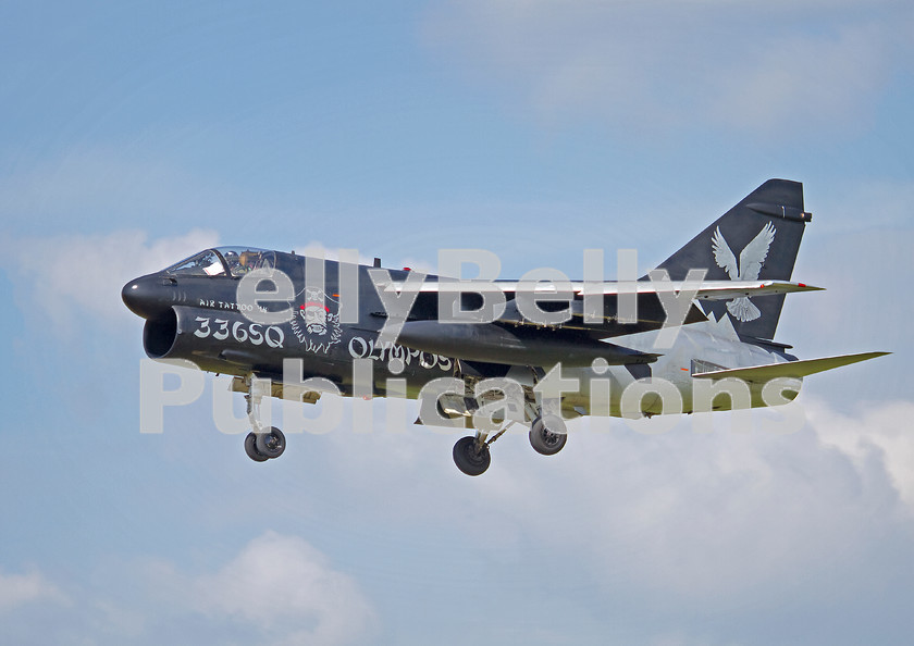 IMG 9827-copy 
 To celebrate the last overeas appearance of an operational Corsair aircraft overseas, the Greek Air Force sent to the UK two “special” Corsairs, the one seen here being an A-7E (160616 ) in a black special livery with the famous “Fly Low – Hit Hard” motto. The aircraft, flown by the 336 Mira (Squadron) “Olympos” and belongoing to the 116 Combat Wing from Araxos was one of the last operational aircraft of this aircraft type in the world. 
 Keywords: Digital, ISO, John Stiles